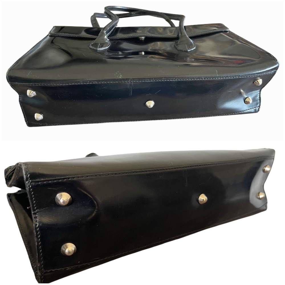 ❌SOLD ❌Vintage Furla Black Patent Leather Shoulder Bag 3 Compartments - Picture 11 of 17